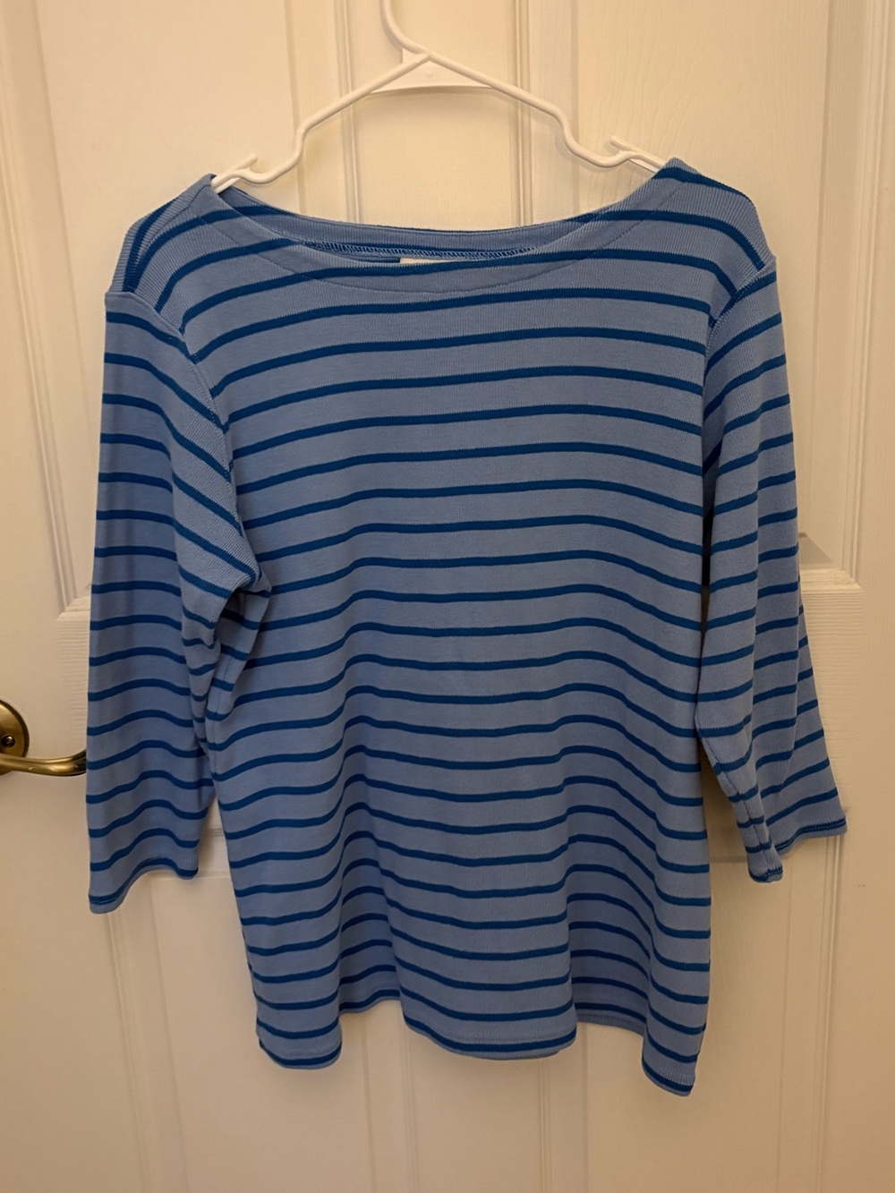 L.L. Bean Light Blue and Navy Striped Top
